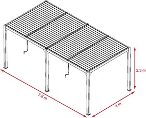 Hliníková bioklimatická pergola s lamelami 7.8 x 4 M