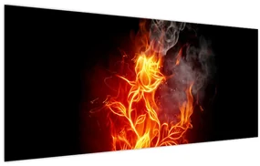 Obraz - Ruže v ohni (120x50 cm)