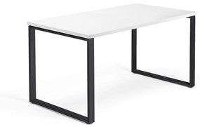 Kancelársky pracovný stôl QBUS, O-rám, 1400x800 mm, biela/čierna