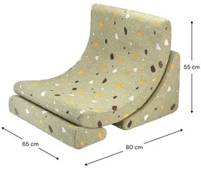 Zelené detské kresielko z textílie buklé/ženilkové Terrazzo Moon – Wigiwama