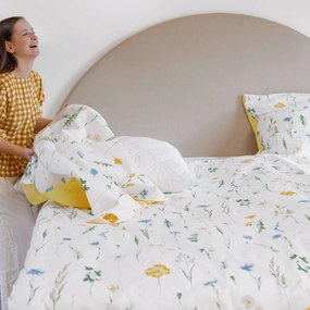 Goldea bavlnené posteľné obliečky duo - slovenská lúka so žltou 140 x 200 a 70 x 90 cm