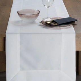 Dekorstudio Elegantný behúň na stôl LUCY s lemovkou v bielej farbe Rozmer behúňa (šírka x dĺžka): 40x180cm