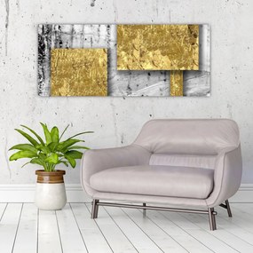 Obraz - Zlaté štvorce N⁰3 (120x50 cm)