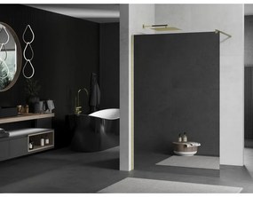 Mexen Kioto, sprchová zástena Walk-In 100 x 200 cm, 8mm sklo vzor zrkadlo, zlatý matný profil, 800-100-101-55-50
