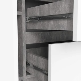 Komoda K100 2D 3SZ betón / biela