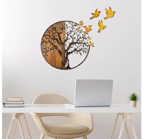 Asir Nástenná dekorácia 92x71 cm strom a vtáci drevo/kov AS1702