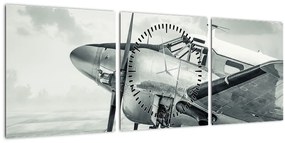 Obraz - Lietadlo (s hodinami) (90x30 cm)
