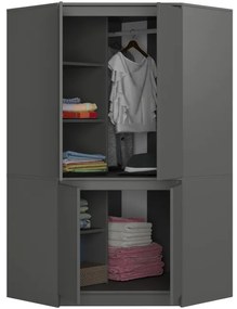 Rohová šatníková skriňa S 100 4D CLP grafitová / sivá