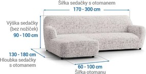 Bielastické poťahy VITTORIA smotanová sedačka s otomanom vľavo (š. 170 - 300 cm)