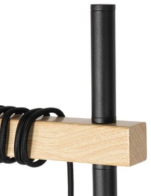 Rustikálna stojaca lampa čierna s drevom 2-svetlo - Chon