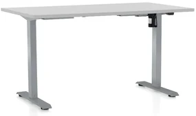 Výškovo nastaviteľný stôl OfficeTech A, 120 x 80 cm, sivá podnož, svetlo sivá