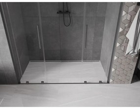 Mexen Velar L Duo, posuvné sprchové dvere do otvoru 200 cm, 8mm číre sklo, brúsený grafit, 871-200-003-02-95