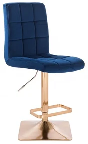LuxuryForm DESIGN Barová stolička TOLEDO VELUR na zlatej hranatej podstave - modrá