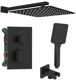 Sapho Sapho, Podomietkový sprchový set s termostatickou batériou, box, 2 výstupy, čierna matná, 1102-32B-21