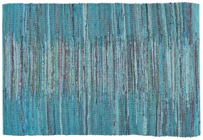 Bavlnený koberec 140 x 200 cm modrý MERSIN Beliani