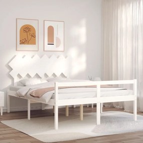 Rám postele s čelom biely 5FT masívne drevo veľkosť King 3195552