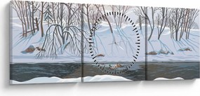 Obraz - Líška v zimnej krajine (s hodinami) (90x30 cm)