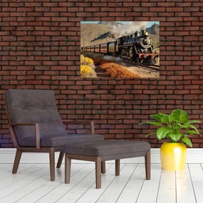 Sklenený obraz - Parná lokomotíva (70x50 cm)