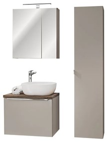 Kúpeľňová zostava SantaFe s umývadlom, skrinkami a zrkadlom 60 cm taupe/dub santa fe vintage