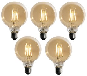 Sada 5 E27 3-stupňová stmievateľná LED žiarovka Zlatá G95 4W 450 lm 2700K