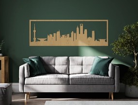 drevko Obraz Šanghaj panoráma Rozmer obrazu: 29,5 x 89 cm, Farba dekorácie: Čierna
