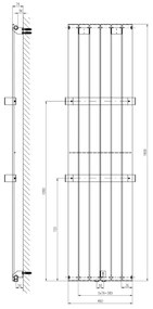 Sapho - Kúpeľňový radiátor COLONNA 910W/230V 45x180 cm strieborný