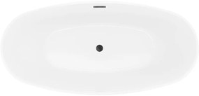 Mexen Lira, voľne stojaca vaňa, vzor, 170 × 80 cm, biela lesklá, čierny prepad, 52831708000-70