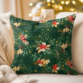 Biante Bavlnená obliečka na vankúš Sandra SA-713 Vianočné cezmíny na zelenom 35 x 45 cm