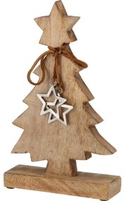 Vianočná dekorácia Strom s hviezdou, mangové drevo, 18x6x30cm