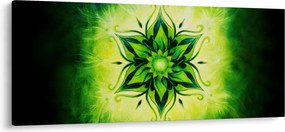 Obraz - Kvetinová mandala v zelenom pozadí (120x50 cm)