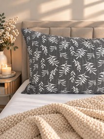 INTERMEDIC SK Obliečka na náhradný manžel Krep Sivé lístie – 100 % bavlna, 50x150 cm, zips