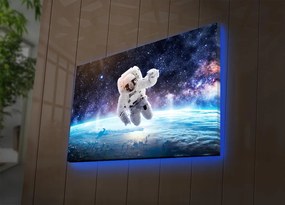 Obraz s LED osvetlením ASTRONAUT VO VESMÍRE 45 x 70 cm