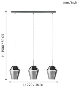 Eglo 96774 - Závesné svietidlo MURMILLO 3xE27/28W/230V