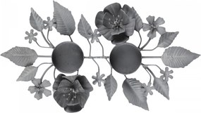 Zinkový antik svietnik na 2 čajové sviečky Flower - 28*14*2,5cm