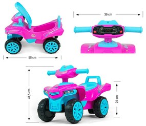 Detské odrážadlo so zvukom Štvorkolka Milly Mally Monster Pink
