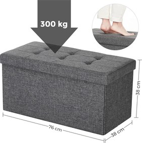 SONGMICS Taburetka 80 L, lavica s úložným priestorom, nosnosť do 300 kg, tmavosivá