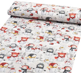 Biante Detské bavlnené posteľné obliečky do postieľky Sandra SA-661 Sněhuláci na světle šedém Do postieľky 90x120 a 40x60 cm