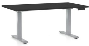 Výškovo nastaviteľný stôl OfficeTech D, 120 x 80 cm, sivá podnož, čierna