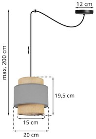 Závesné svietidlo Boho Spider, 1x jutové/sivé textilné tienidlo