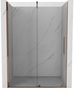 Mexen Velar, posuvné dvere do otvoru 140x200 cm, 8mm číre sklo, ružové zlato, 871-140-000-01-60