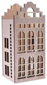 svietnik - drevený domček, fialový 10x22,5x9 cm