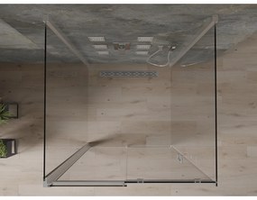 Mexen Omega, 3-stenný sprchovací kút s posuvnými dverami 100 (dvere) x 100 (stena) cm, 8mm číre sklo, chrómový profil, 825-100-100-01-00-3S