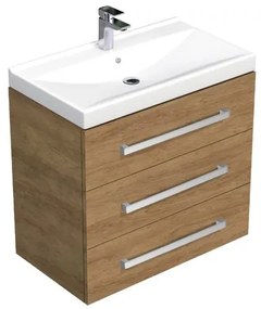 Kúpeľňová skrinka s umývadlom SAT Cube Way 80x76,5x46 cm dub Hickory CUBE46803DHVER