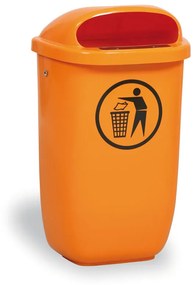 Vonkajší odpadkový kôš na stĺpik, 50 l, 425 x 320 x 780 mm, oranžový