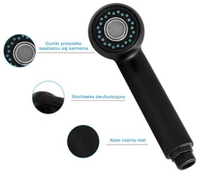 Gamma Atut, kuchynská sprchová hlavica, 1/2" závit, čierna, GMA-SLU-A-BK