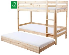 Detská poschodová posteľ 90 cm Braceaba (smrek masív) (s roštom). Vlastná spoľahlivá doprava až k Vám domov. 1116246