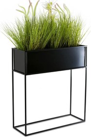 KOVOVÝ KVETINÁČ SO STOJANOM RECT 70X24X64 CM ČIERNA