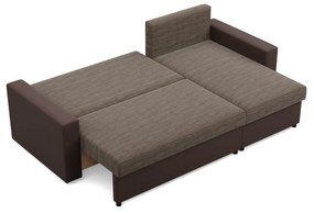 Rohová rozkladacia sedacia súprava LUNA Hnedá/hnedá
