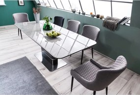 Jedálenský rozkladací stôl Pallas 160/210 cm keramika sivý mramor/čierny