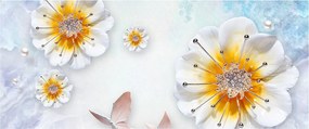 Obraz - Kompozícia s kvetmi a motýľmi (120x50 cm)